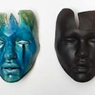 Blue and black terrasigilata mask